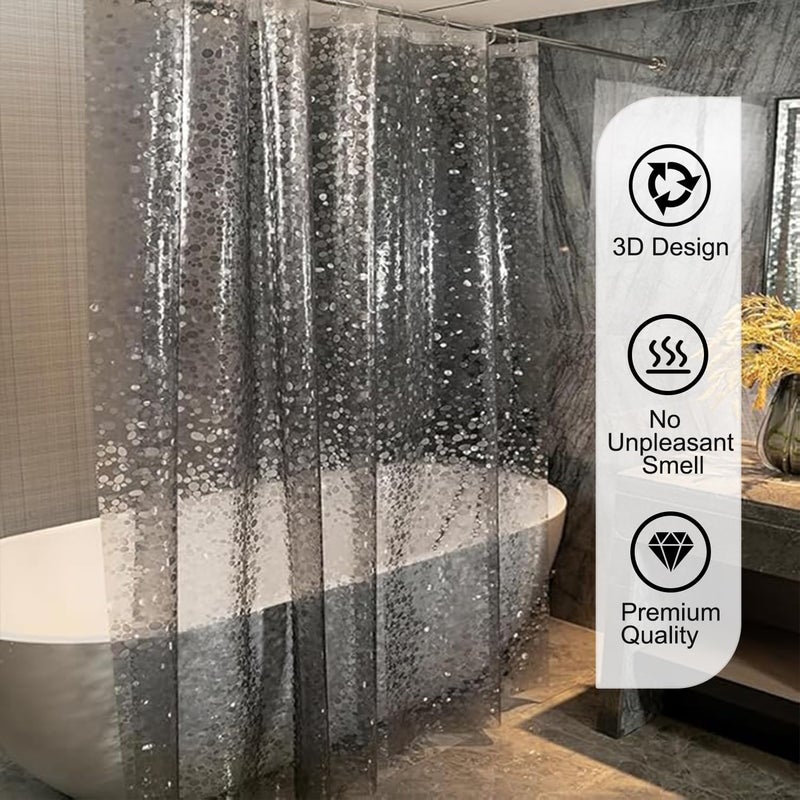 jssablo Shower Curtain Liner, 100% Waterproof Eva Shower Curtains with 3 Duty Heavy Bottom Magnets and 12 Rust Proof Grommets, 72x72 Weighted Shower Liner for Shower Stall, Bathtubs - Image 5
